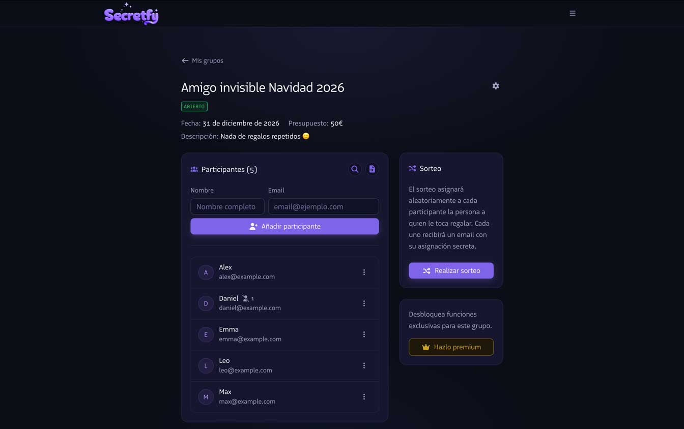 Ejemplo de uso de la app de amigo invisible en una empresa