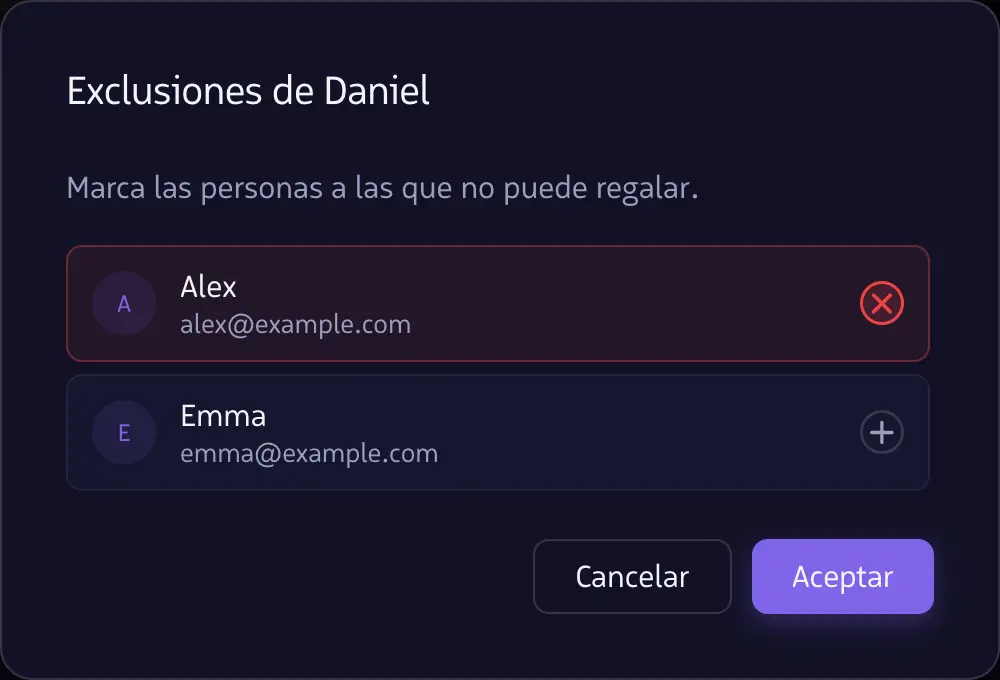 Añade exclusiones
