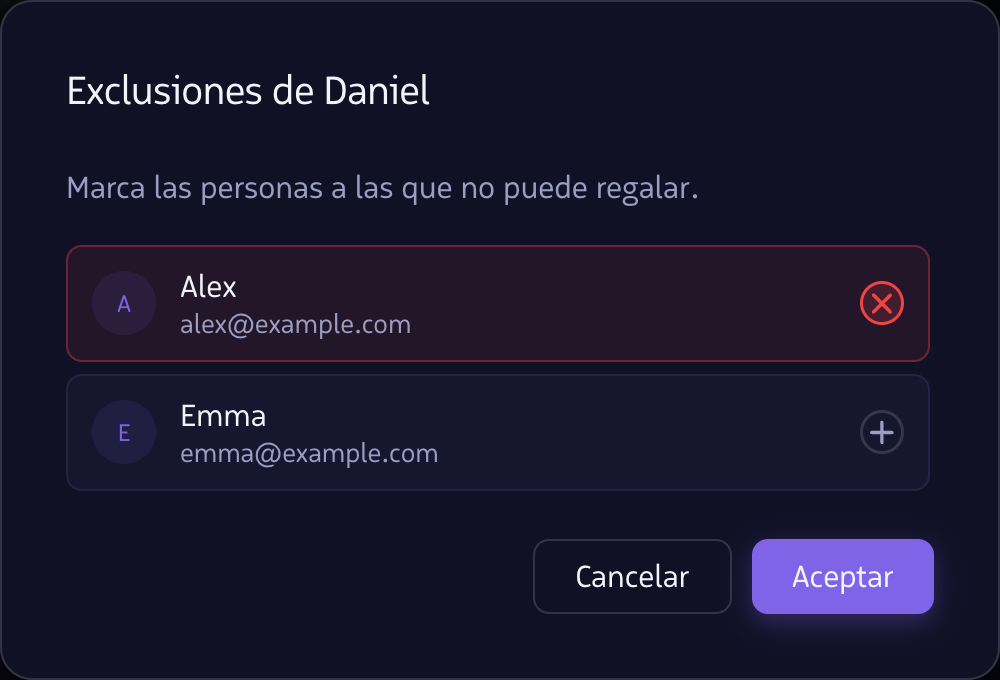 Añade exclusiones