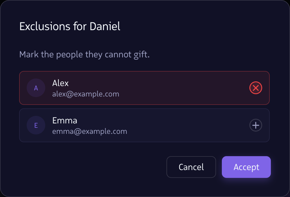 Add exclusions