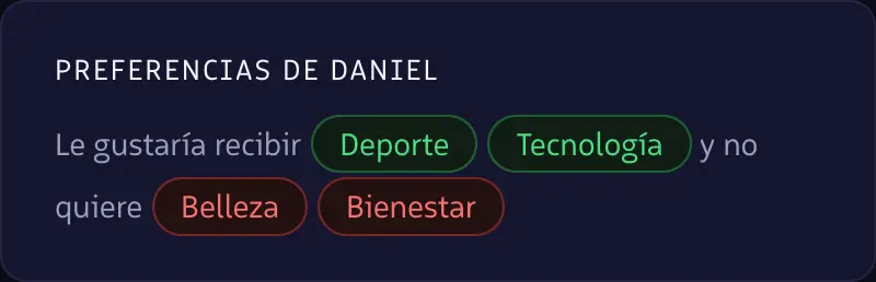 Indica tus preferencias
