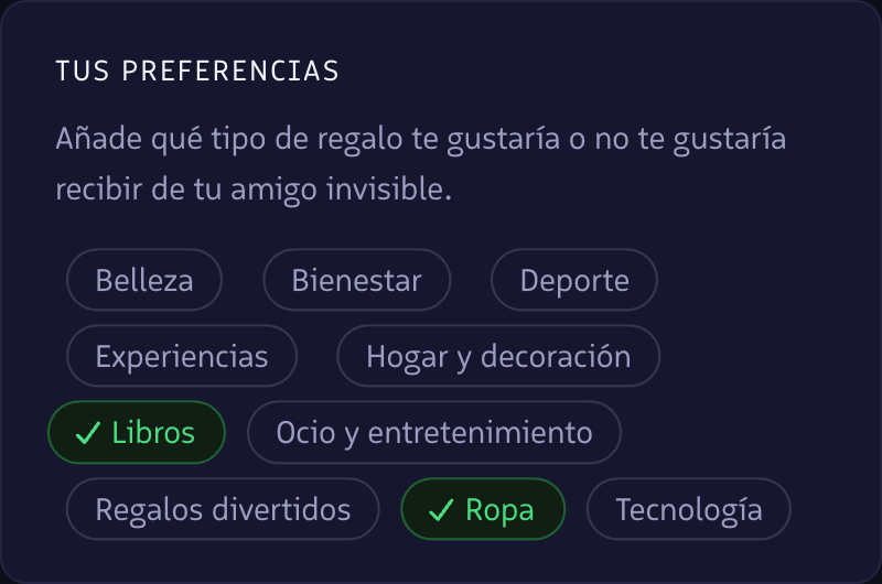 Indica tus preferencias