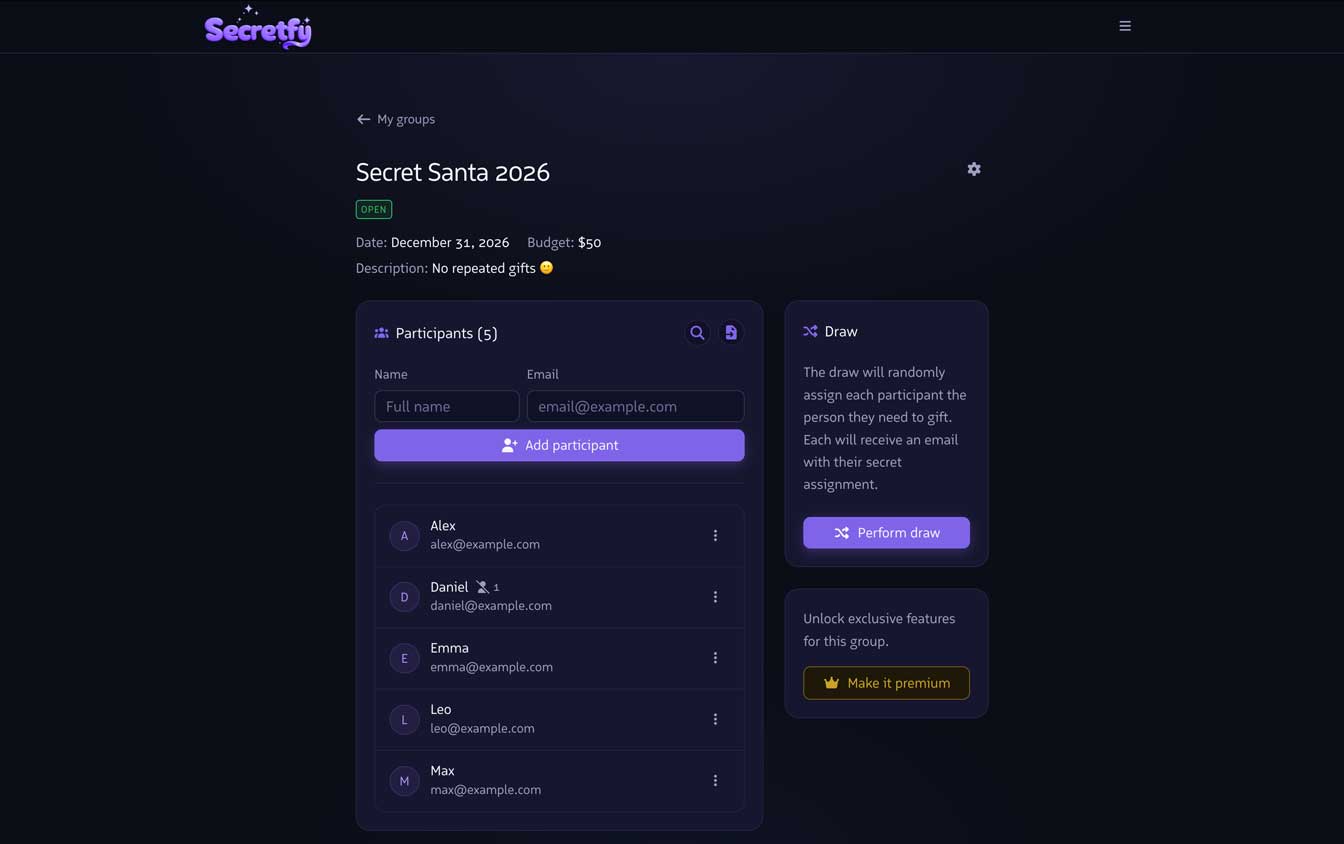 Secret Santa app being used in a company setting